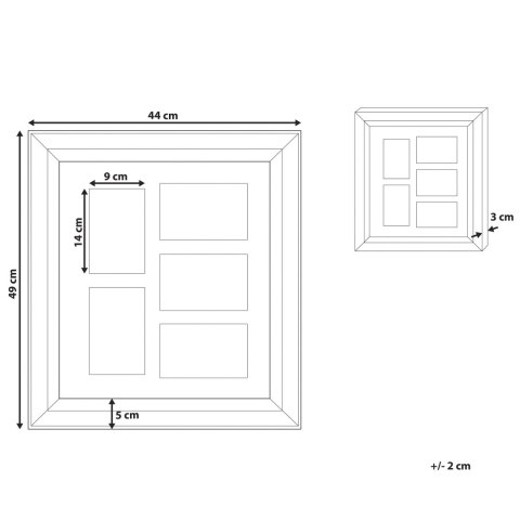  Multiramka na 5 zdjęć lustrzana srebrna DALABA
