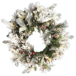  Ośnieżony wianek świąteczny ze światełkami ⌀ 55 cm biały WHITEHORN Lumarko!