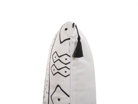  2 Poduszki Dekoracyjne W Geometryczny Wzór 30 X 50 Cm Białe Z Czarnym Schefflera