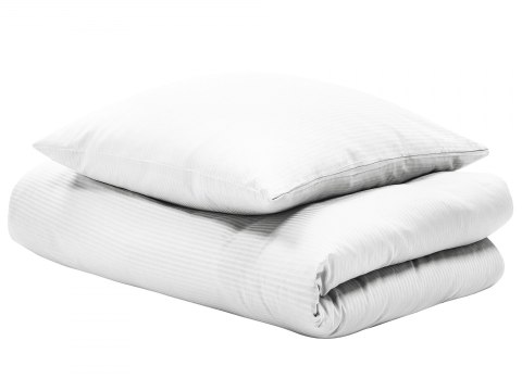  Komplet Pościeli Bawełnianej Satynowej W Paski 155 X 220 Cm Biały Avondale