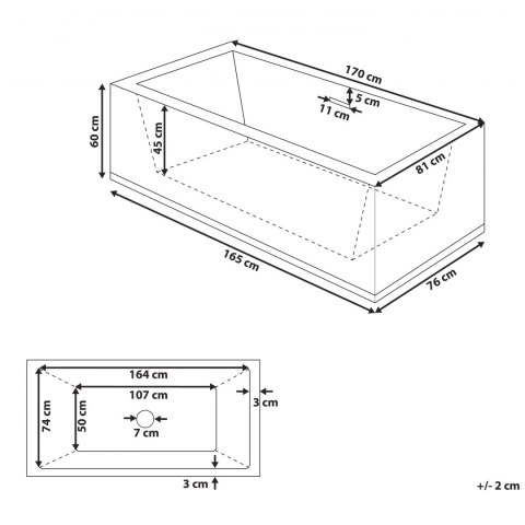  Wanna wolnostojąca 170 x 81 cm czerwona RIOS