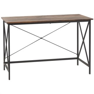  Biurko 115 X 60 Cm Ciemne Drewno Z Czarnym Futon