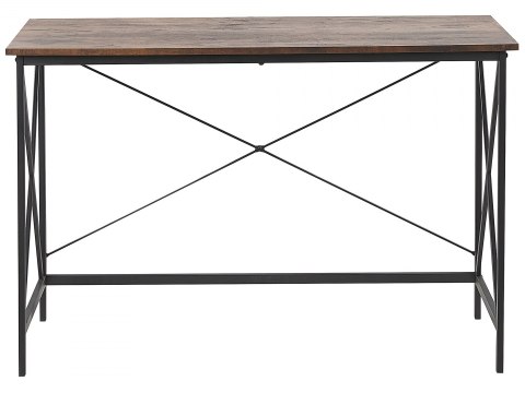  Biurko 115 X 60 Cm Ciemne Drewno Z Czarnym Futon