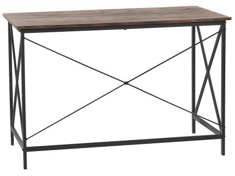  Biurko 115 X 60 Cm Ciemne Drewno Z Czarnym Futon