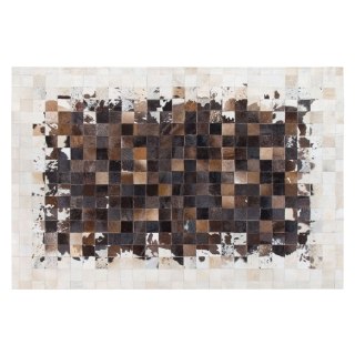  Dywan Patchwork Skórzany 140 X 200 Cm Brązowo-beżowy Okculu