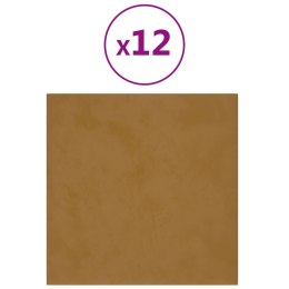  Panele ścienne, 12 szt., brązowe, 30x30 cm, aksamit, 1,08 m² Lumarko!