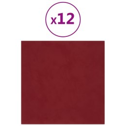  Panele ścienne, 12 szt, kolor wina, 30x30 cm, aksamit, 1,08 m² Lumarko!