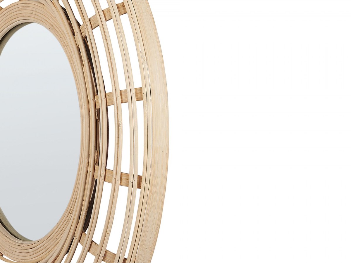 Lumarko Bambusowe okrągłe lustro ścienne ⌀ 60 cm naturalne HANUA!