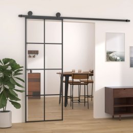  Drzwi przesuwne, czarne, 76x205 cm, szkło ESG i aluminium Lumarko!