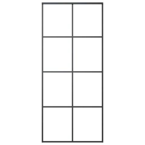  Drzwi przesuwne, czarne, 90x205 cm, szkło ESG i aluminium Lumarko!