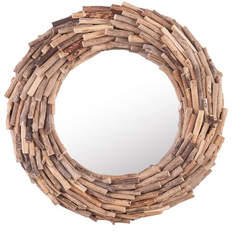  Drewniane okrągłe lustro ścienne ø 56 cm jasne KAYENTA Lumarko!