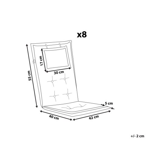  Zestaw 8 poduszek na krzesła ogrodowe niebiesko-beżowe MAUI