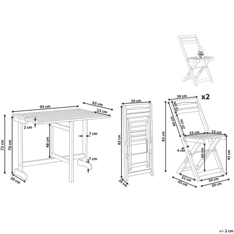  Zestaw Mebli Balkonowych Drewno Akacjowe Lenola