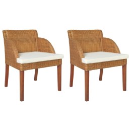 Krzesła stołowe z poduszkami 2 szt. jasny brąz naturalny rattan Lumarko!