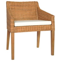  Krzesła stołowe z poduszkami, 2 szt., jasny brąz, rattan Lumarko!