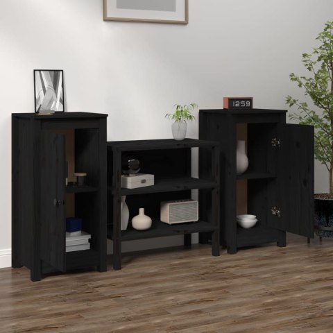 VidaXL Szafki, 2 szt., czarne, 39x35x80 cm, lite drewno sosnowe