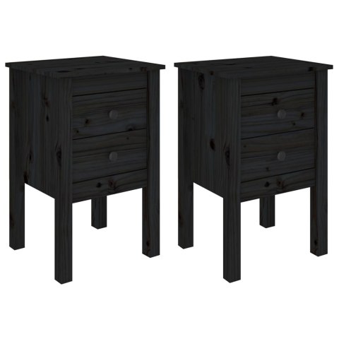  Szafki nocne, 2 szt, czarne, 40x35x61,5 cm, lite drewno sosnowe Lumarko!