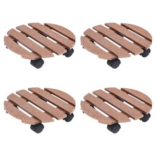  Podstawki na kółkach pod donice, 4 szt., brąz, Ø30x7,5 cm, WPC Lumarko!