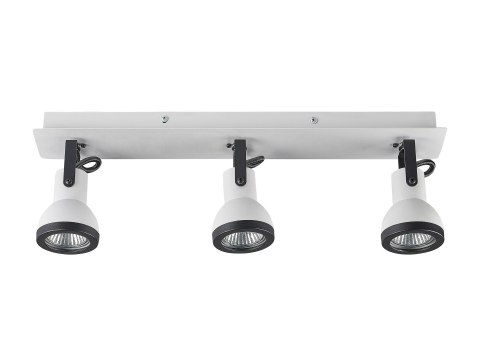  Lampa Sufitowa 3-punktowa Prostokątna Metalowa Biała Z Czarnym Baro