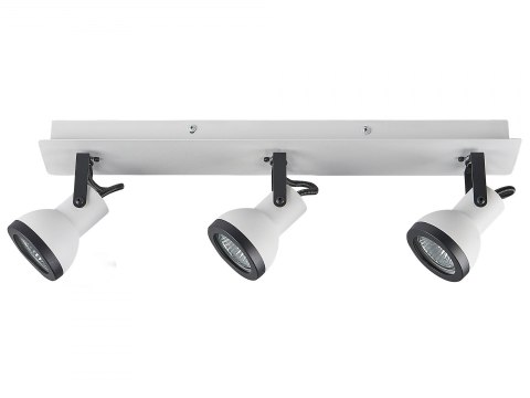  Lampa Sufitowa 3-punktowa Prostokątna Metalowa Biała Z Czarnym Baro