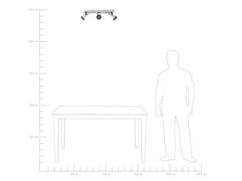  Lampa Sufitowa 3-punktowa Prostokątna Metalowa Biała Z Czarnym Baro