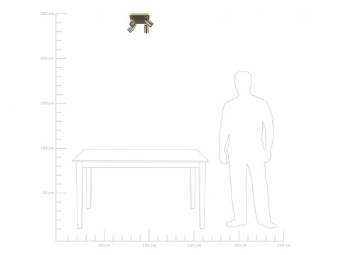 Lampa Sufitowa 4-punktowa Metalowa Mosiężna Bonte