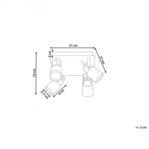  Lampa Sufitowa 4-punktowa Metalowa Mosiężna Bonte