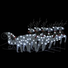  Dekoracja świąteczna - renifery z saniami, 140 srebrnych LED Lumarko!