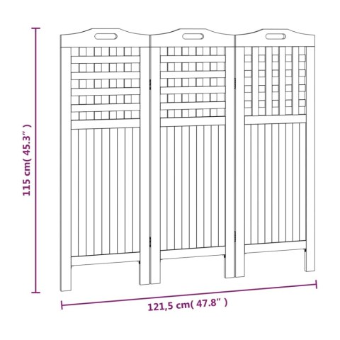  Parawan 3-panelowy, 121,5x2x115 cm, lite drewno akacjowe Lumarko!
