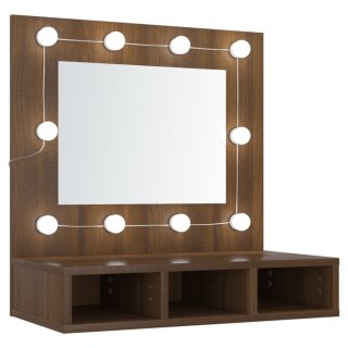  Szafka z lustrem i LED, brązowy dąb, 60x31,5x62 cm Lumarko!