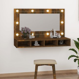 Szafka z lustrem i LED, przydymiony dąb, 90x31,5x62 cm Lumarko!