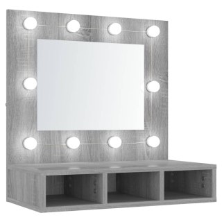  Szafka z lustrem i LED, szary dąb sonoma, 60x31,5x62 cm Lumarko!