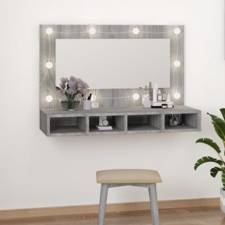  Szafka z lustrem i LED, szary dąb sonoma, 90x31,5x62 cm Lumarko!