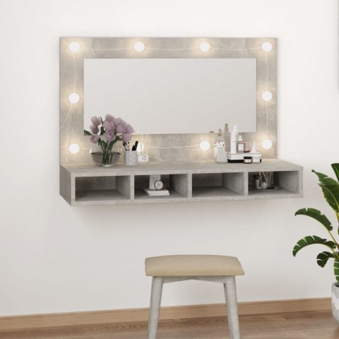  Szafka z lustrem i oświetleniem LED, szary beton, 90x31,5x62 cm Lumarko!