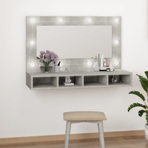  Szafka z lustrem i oświetleniem LED, szary beton, 90x31,5x62 cm Lumarko!
