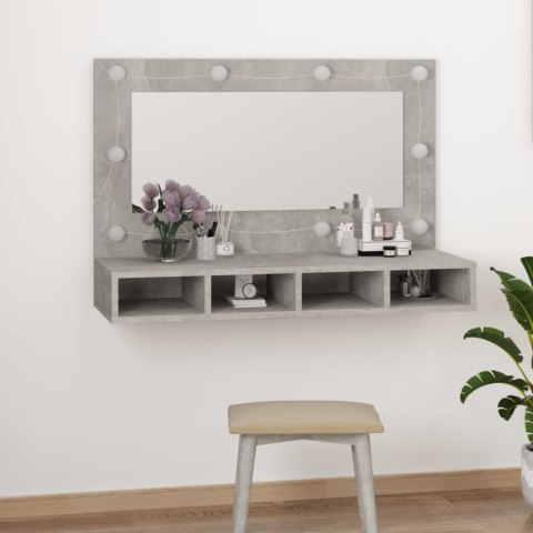  Szafka z lustrem i oświetleniem LED, szary beton, 90x31,5x62 cm Lumarko!