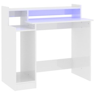  Biurko z podświetleniem LED, białe, wysoki połysk, 97x90x45 cm Lumarko!