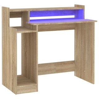 Biurko z podświetleniem LED, dąb sonoma, 97x90x45 cm Lumarko!