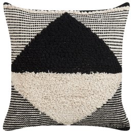  Bawełniana poduszka dekoracyjna geometryczny wzór 50 x 50 cm beżowo-czarna KHORA Lumarko!