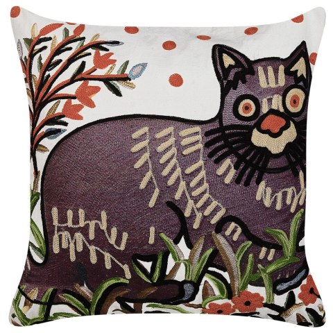  Bawełniana poduszka dekoracyjna z motywem kota 50 x 50 cm wielokolorowa PHUSRO Lumarko!