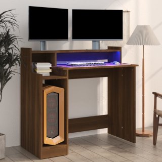  Biurko z podświetleniem LED, brązowy dąb, 97x90x45 cm Lumarko!