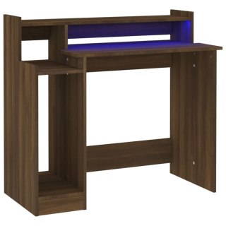  Biurko z podświetleniem LED, brązowy dąb, 97x90x45 cm Lumarko!