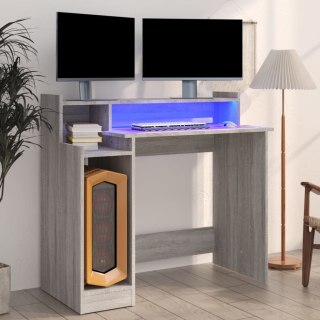  Biurko z podświetleniem LED, szary dąb sonoma, 97x90x45 cm Lumarko!