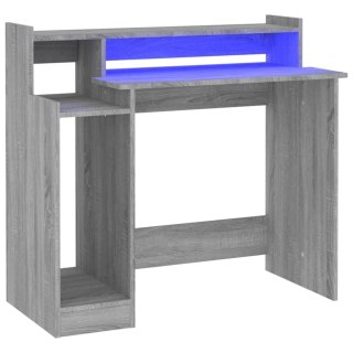  Biurko z podświetleniem LED, szary dąb sonoma, 97x90x45 cm Lumarko!