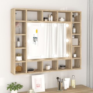  Szafka z lustrem i oświetleniem LED, dąb sonoma, 91x15x76,5 cm Lumarko!
