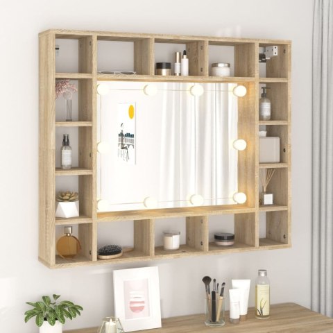  Szafka z lustrem i oświetleniem LED, dąb sonoma, 91x15x76,5 cm Lumarko!