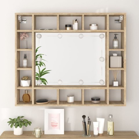  Szafka z lustrem i oświetleniem LED, dąb sonoma, 91x15x76,5 cm Lumarko!