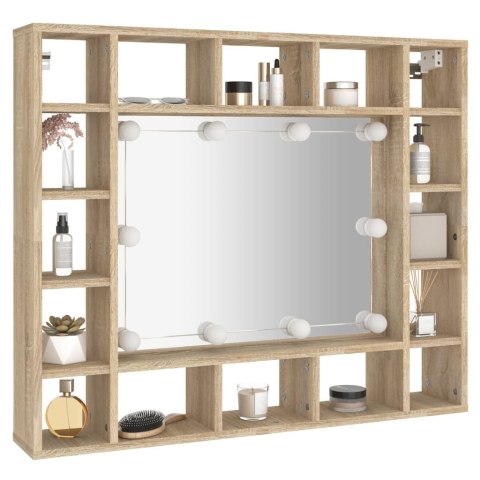  Szafka z lustrem i oświetleniem LED, dąb sonoma, 91x15x76,5 cm Lumarko!