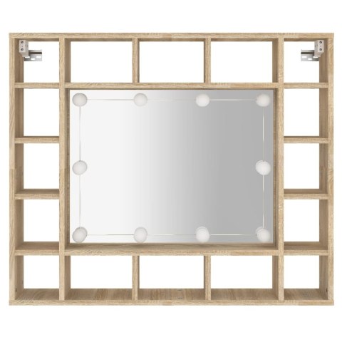  Szafka z lustrem i oświetleniem LED, dąb sonoma, 91x15x76,5 cm Lumarko!
