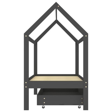  Łóżko dziecięce z szufladą, ciemnoszare, lita sosna, 80x160 cm Lumarko!